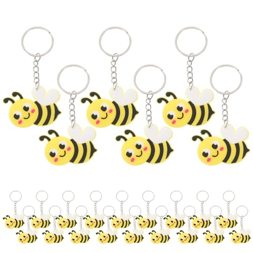 UTHCLO 24 Stück Teiliges Bienen schlüsselanhänger Niedliche Cartoon biene aus Metall und Abs Leicht und Kompakt Kreative Schlüsselanhänger für Rucksack Taschen und Autoschlüssel von UTHCLO