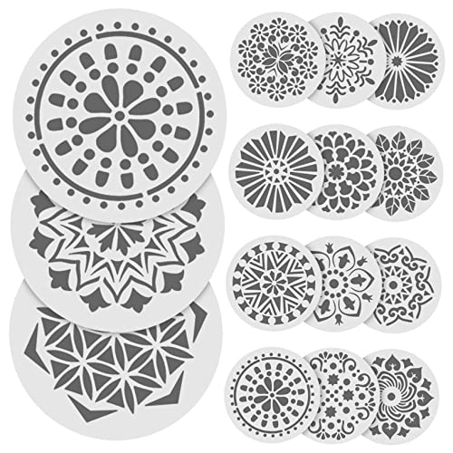 UTHCLO 24 Stück Wiederverwendbare Mandala Schablonen für Wand und Holzmalerei DIY Bastelschablonen für Kreative Projekte Vielseitig Einsetzbar Geeignet für Flache Oberflächen von UTHCLO