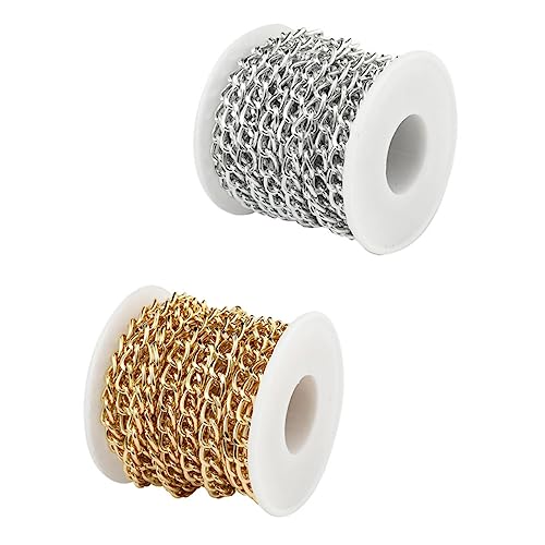 UTHCLO 2Rollen Aluminium Panzerkette DIY Schmuckkette Gliederkette Für Halsketten Und Armbänder Und Vielseitige Kette Für Schmuckherstellung von UTHCLO