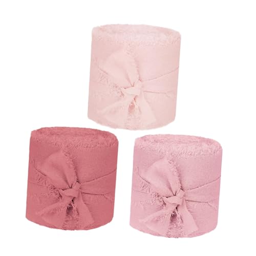 UTHCLO 3 Rollen Chiffonband mit Fransen Breit Je Dekoratives Organza-band für Hochzeitseinladungen Blumensträuße Geschenkverpackung DIY Brautparty Festdeko in Rosé UTHCLO 3 Rollen Chiffonband mit Fransen Breit Je Dekoratives Organza-band für Hochzeitseinladungen Blumensträuße Geschenkverpackung DIY Brautparty Festdeko in Rosé von UTHCLO