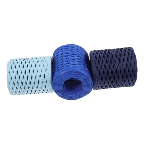 UTHCLO 3 Rollen Farbige Raffia Papierbänder in Blau Strapazierfähige Geschenkverpackung Schnur Dekoratives Bastband für DIY Projekte Blumensträuße und Weihnachtsdeko von UTHCLO