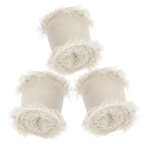 UTHCLO 3 Rollen Hochzeitsdekorationsband Bänder Für Handwerk Dekorationen Spitzenband Blumen- Seide Band Für Blumensträuße Basteln Pastell Dünn Dekorative Bänder Breit Weiß Polyester von UTHCLO