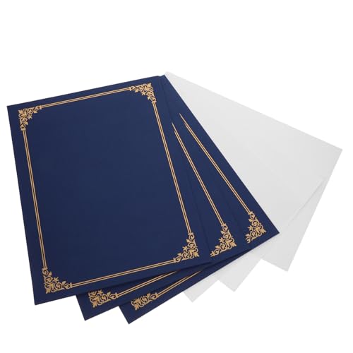 UTHCLO 3 Sätze Urkundenhüllen aus Papier mit Innenseiten Weiß Schützende Dokumentenmappe für Zertifikate Diplome Auszeichnungen Ausweishüllen Elegante Urkundenhülle in Dunkelblau von UTHCLO