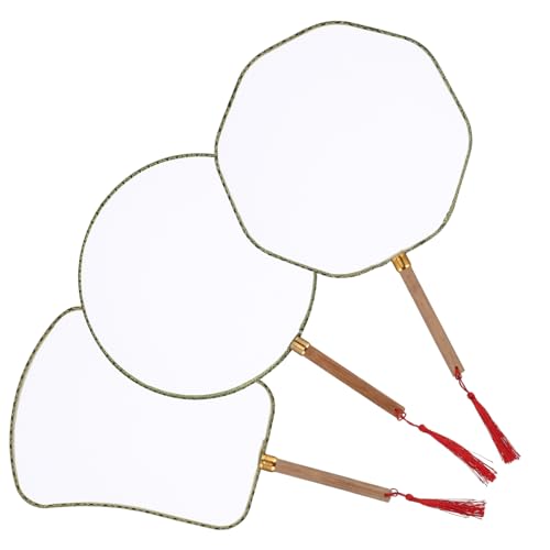 UTHCLO 3 Stück Dekorativer Diy Handfächer für Blanko Fächer zum Malen und Basteln für Partys und Kreative Projekte Robustes und Stoffmaterial von UTHCLO