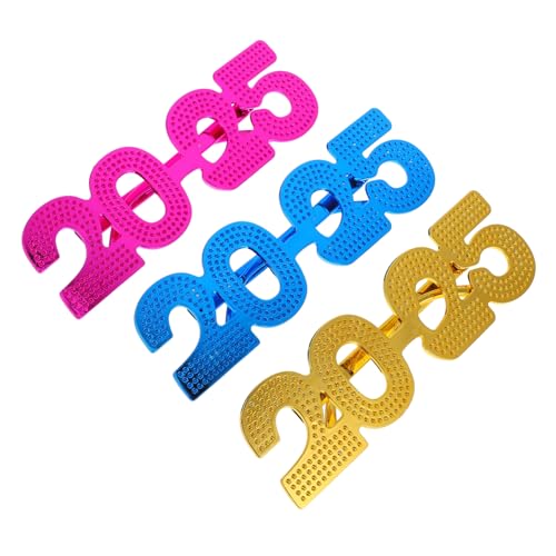 UTHCLO 3 Stück Partybrille aus Leichtem Widerstandsfähigem Material in Türkis roségold Stylische Neujahrs digitalbrillen für Silvesterfeier Dekorative Fotorequisiten Auffälliges Design von UTHCLO