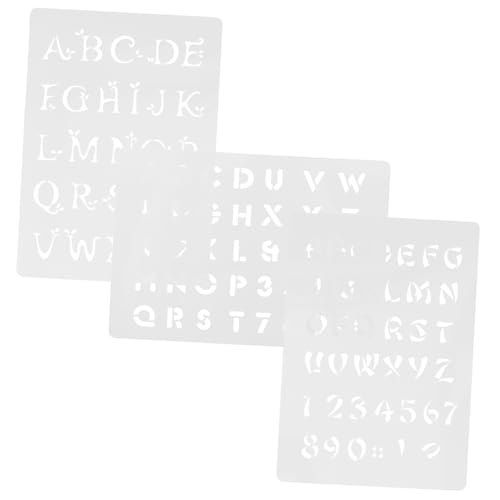 UTHCLO 3 Stück Teiliges Malvorlagen Wiederverwendbaren Englischen Buchstaben Zahlen schablonen Vielseitig Einsetzbar für DIY kunsthandwerk Holzdekoration und Scrapbooking Leicht zu von UTHCLO