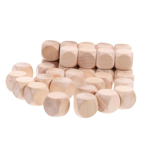 UTHCLO 30 Stück Blanko Holzwürfel Unbehandelte Seitige Holz Würfel für DIY Bastelprojekte Holzwürfel zum Bemalen Holzspielwürfel für Gestalten von UTHCLO