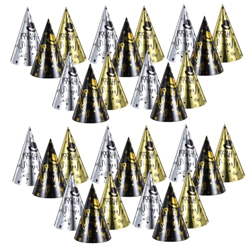 UTHCLO 30 Stück Teiliges Happy Year Partyhüte aus Papier Bunte Neujahrskegel für Erwachsene Leichte Bequeme Silvester Partyhüte in Schwarz Gold Silber für Familienfeiern und Fotos UTHCLO 30 Stück Teiliges Happy Year Partyhüte aus Papier Bunte Neujahrskegel für Erwachsene Leichte Bequeme Silvester Partyhüte in Schwarz Gold Silber für Familienfeiern und Fotos von UTHCLO