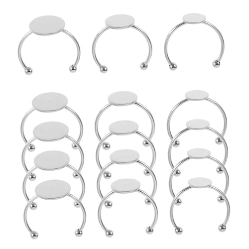 UTHCLO 30 Stück Teiliges Schmuckset Verstellbare Ringrohlinge mit Runder Blanko Cabochon Basis für Schmuckherstellung DIY Vielseitig Einsetzbar von UTHCLO