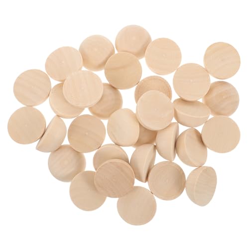 UTHCLO 30 Stück Unvollendete Halbe Holzkugeln Mini Bastelhalbkugeln Holz für DIY Projekte Leichtgelb für Bastelbedarf und Dekoration von UTHCLO