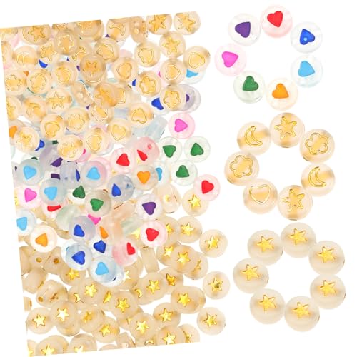 UTHCLO 300 Stück Acryl Herzperlen Flach und Rund Leuchtende DIY Schmuckperlen für Armbänder Halsketten und Dekoration Transparente Bunte Perlen mit Goldmustern für Handarbeiten und UTHCLO 300 Stück Acryl Herzperlen Flach und Rund Leuchtende DIY Schmuckperlen für Armbänder Halsketten und Dekoration Transparente Bunte Perlen mit Goldmustern für Handarbeiten und von UTHCLO