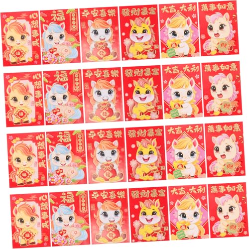 UTHCLO 300 Stück Kreative Chinesische Neujahrs Glücksgeldumschläge Jahr Des Pferdes Rot mit Eleganten Präge Motiven für Lunar Year Hochzeit Geburtstag von UTHCLO
