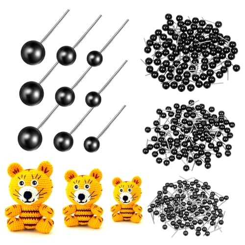 UTHCLO 300 Stück Kunststoff Augen mit Metallnadeln für Puppen und Kuscheltier Basteln Langlebige DIY Zubehör für Häkeltiere und Nadel Filzarbeiten von UTHCLO