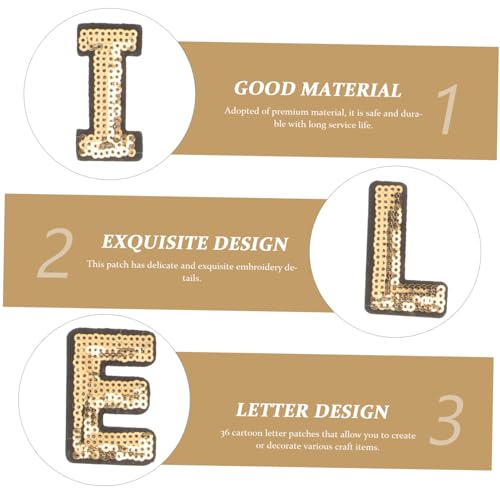 UTHCLO 36 Stück Teiliges Bestickte Bügel Buchstaben Patches zum Aufnähen und Aufbügeln Selbstklebende Applikationen für Kleidung DIY Dekoration und Reparatur von Jacken Jeans Rucksäcken von UTHCLO