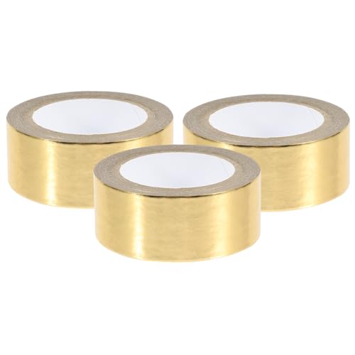 UTHCLO 3Rollen Washi Tape Dekorative Klebebänder Goldfolie Selbstklebend für Scrapbooking Journaling und DIY Projekte Leicht Abreißbar und Beschädigt von UTHCLO