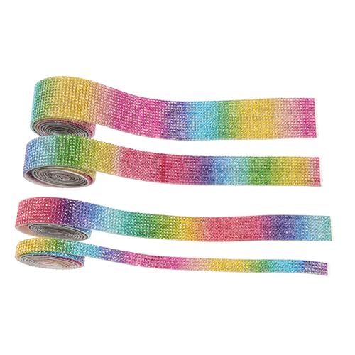 UTHCLO 4 Rollen Selbstklebendes Strassband Glitzersteine für festliche Dekoration Kleidung Schuhe Handyhüllen Geschenkverpackung Bastelzubehör von UTHCLO