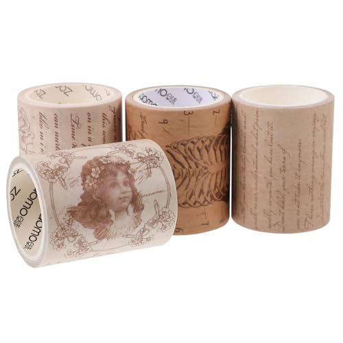UTHCLO 4 Rollen Teiliges Washi Tape Vintage Muster Klebeband für Scrapbooking DIY Journal Album Sticker Selbstklebend Dünnes Dekoratives Klebeband für Bastelprojekte und von UTHCLO