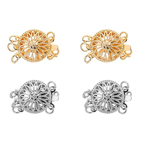 UTHCLO 4 Stück Halskettenverschluss Mehrstrang Armbandverbindungen DIY Schmuck Zubehör Ring Platin Goldfarbene Metallverschlüsse für Kreative Schmuckgestaltungen von UTHCLO