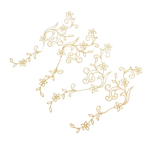 UTHCLO 4 Stück Patches nähen Nähflecken Aufnäher floral aufnähen Kleidungsflicken Blumen- Stich Stickerei-Patch für Kleidung gesticktes DIY für kleidung Stickereiflecken Stoff Beige von UTHCLO
