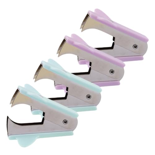UTHCLO 4 Stück Portable Heftklammerentferner Ergonomischer Kleiner Nagelzieher aus PP und Aluminium Leichter Büro Klammerzieher Schonend und Kraftsparend für Schreibtisch und Unterwegs von UTHCLO