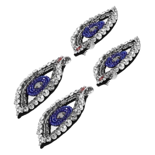UTHCLO 4 Stück Stoffaufnäher mit Strassperlen böser blick ohrringe für frauen Brosche mit bösem Blick Perlenfleck Strass-Aufnäher zum Aufbügeln Glasbohrer Blue von UTHCLO