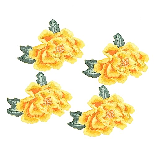 UTHCLO 4 Stück Teiliges Blumen stickerei Aufbügeln und Aufnähen Bestickte DIY Kleidungspatches für Textilreparatur und Kreative Bekleidungsdekoration Vielseitig für Jacken Jeans Hüte und von UTHCLO