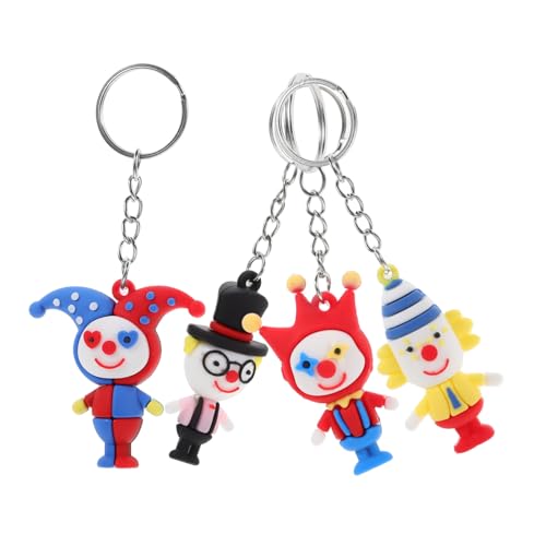 UTHCLO 4 Stück Teiliges Clown Schlüsselanhänger Kleine Bunte Clown Figuren als Dekorative Rucksack Anhänger Vielseitige Taschenanhänger für Partygeschenke und Geburtstags mitgebsel von UTHCLO