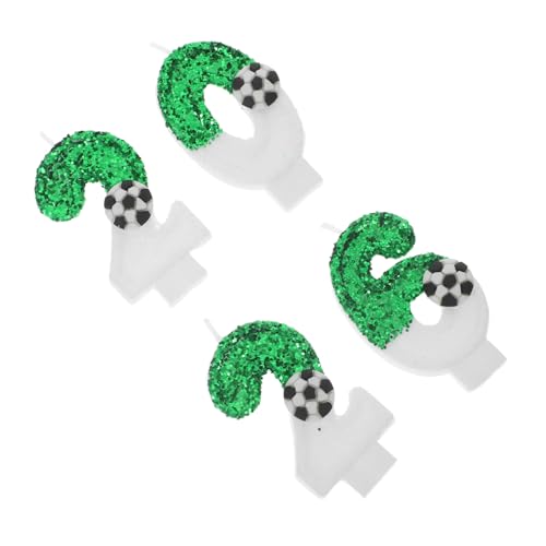 UTHCLO 4 Stück Teiliges Fußball Zahlenkerzen aus Wachs Einfach Anzubringen Stabile Brenndauer Kreative Kombinationsmöglichkeiten für Geburtstage und Feiern Sportliches Design als Kuchen von UTHCLO