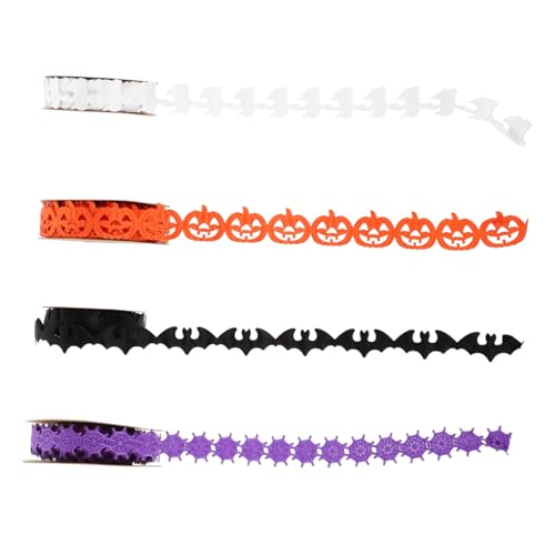 UTHCLO 4 Stück Teiliges Halloween-dekoband Set Geprägtes Dünnes Schwarzes Band mit Kürbis Geist Fledermaus und Spinnennetz Vielseitiges Geschenkband für Diy-kränze Partydeko und UTHCLO 4 Stück Teiliges Halloween-dekoband Set Geprägtes Dünnes Schwarzes Band mit Kürbis Geist Fledermaus und Spinnennetz Vielseitiges Geschenkband für Diy-kränze Partydeko und von UTHCLO