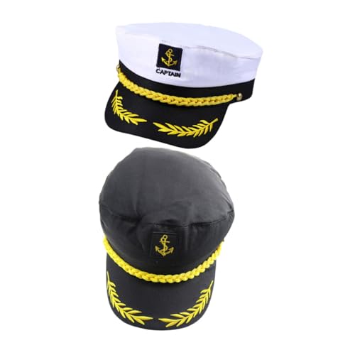 UTHCLO 4 Stück Teiliges Kapitänsmützen für Erwachsene in Schwarz und Weiß Verstellbare Yacht Yacht-hüte Atmungsaktiv Sonnenschützend Leicht für Cosplay Hochzeiten und Themenpartys von UTHCLO