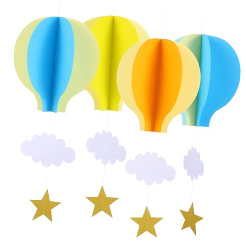 UTHCLO 4 Stück Teiliges Papier Heißluftballon Girlanden Mehrfarbige Hängende Partydekorationen für Decke Fenster Wand Romantische Raumgestaltung mit Wolken und Sternen Leichte Papierdeko UTHCLO 4 Stück Teiliges Papier Heißluftballon Girlanden Mehrfarbige Hängende Partydekorationen für Decke Fenster Wand Romantische Raumgestaltung mit Wolken und Sternen Leichte Papierdeko von UTHCLO