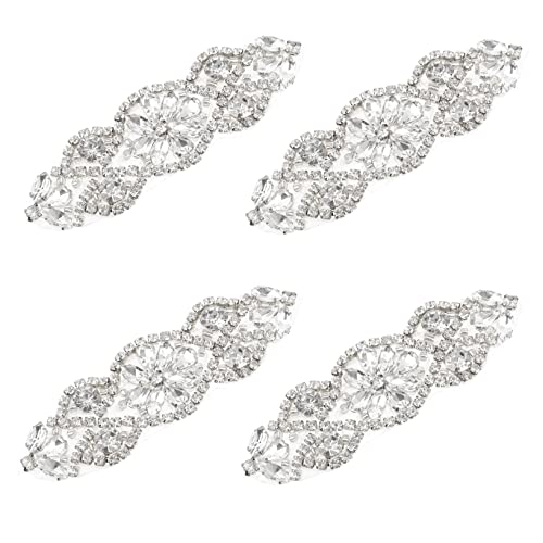 UTHCLO 4 Stück Teiliges Strass Applikationen Brautgürtel Selbstklebend Schimmernde Taillengürtel Patches für Hochzeitskleider DIY Schmucksteine Applique für Festliche Kleidung von UTHCLO