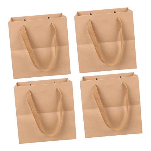 UTHCLO 4 Stück Tüte Aus Kraftpapier Tasche Verpackung Griffe Großes Brot Essen Schmucklos Geschenktüten Lebensmittelpraxisbeutel Tragbare Papiertüten Kraftpapiertüte Khaki von UTHCLO