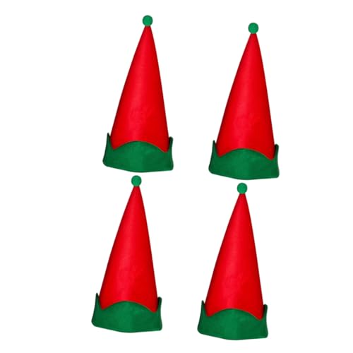 UTHCLO 4 Stück Weihnachtsmützen Elfen Spitzhüte Rot Leicht und Bequem für Weihnachtsfeier Partydekoration Foto Requisiten für Festliche Stimmung von UTHCLO