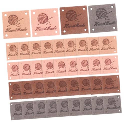 UTHCLO 40 Stück Handmade Lederetiketten Farben DIY Labels mit Löchern zum Annähen für Kleidung Jeans Taschen Basteln Nähen Zubehör von UTHCLO