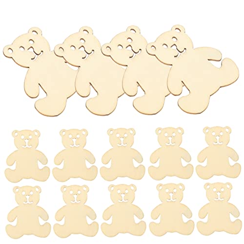 UTHCLO 40 Stück Teiliges Holzscheiben mit Bär Naturbelassene DIY Holzstücke zum Basteln Bemalen und Dekorieren Sichere Langlebige Holzchips für Familien für Geburtstags und von UTHCLO