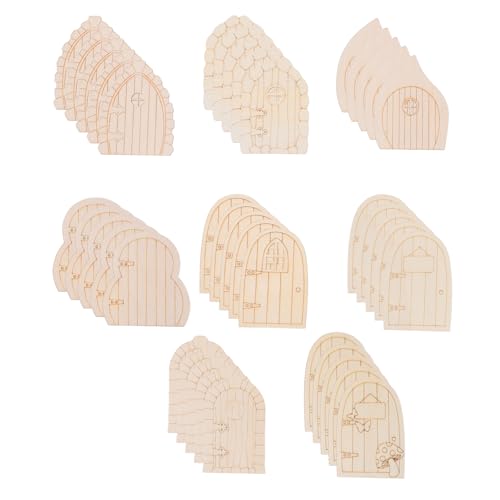UTHCLO 40 Stück Teiliges Miniatur Holz Miniatur Garten Baumtüren DIY Bastelset mit Blanken Holzscheiben Vielseitige Dekoration für Haus Büro Geburtstag und Party von UTHCLO