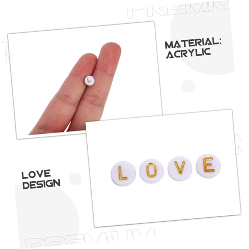 UTHCLO 400 Stück Acrylperlen Diy-material Perlen Für Die Schlüsselanhängerherstellung Runde Perlen Schmuckperlen Für Armbänder Buchstaben Diy Zubehör von UTHCLO