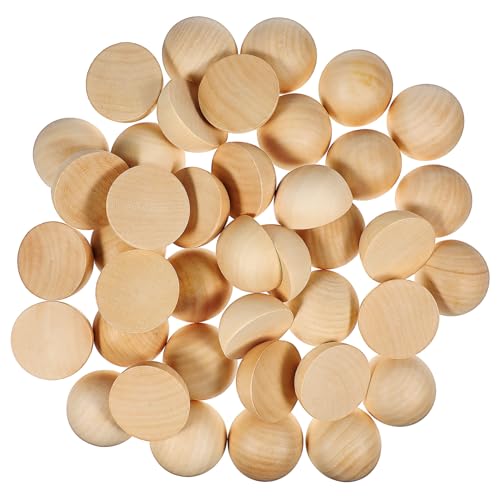 UTHCLO 40Stücke Holzkugeln Halbholzperlen für Bastelarbeiten Dekorative Holzformen Vielseitige DIY Holzperlen für Schmuck und Dekoration von UTHCLO