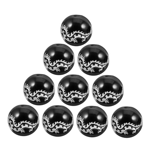 UTHCLO 48 Stück Drachenförmige Kristallperlen Perlen für Schmuckhersteller Schüttgüter glückliche Reize lose Perle zylindrische Steinperlen Glücksperlen Perlen für Armbänder Achat Schwarz von UTHCLO
