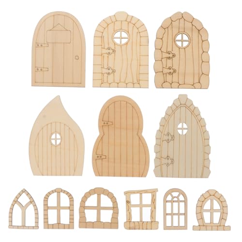UTHCLO 48 Stück Teiliges Diy Holz Gartentür Unbemalte Mini Holzstücke für Kreative Feenhaus Dekoration Stabile Holzscheiben zum Bemalen und Basteln mit Kindern für Garten und von UTHCLO