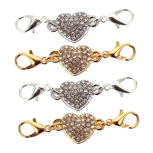 UTHCLO 4Stücke Schmuck Kettenverlängerer Herzförmige Verzierung mit Strass für Armbandverbindung und Halskettenverlängerung für DIY Schmuckprojekte von UTHCLO