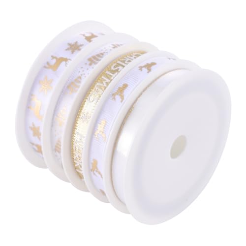 UTHCLO 5 Rollen Teiliges Weihnachts Geschenkband Lang Gold Weiß Bedrucktes Deko Band Vielseitig für Geschenkverpackung DIY Basteln Partydekoration Strapazierfähig und Festlich UTHCLO 5 Rollen Teiliges Weihnachts Geschenkband Lang Gold Weiß Bedrucktes Deko Band Vielseitig für Geschenkverpackung DIY Basteln Partydekoration Strapazierfähig und Festlich von UTHCLO