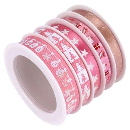 UTHCLO 5 Rollen Weihnachtsband Rosa Dekobänder Weihnachtsbaumdeko Geschenkband für DIY Basteln Partydekoration UTHCLO 5 Rollen Weihnachtsband Rosa Dekobänder Weihnachtsbaumdeko Geschenkband für DIY Basteln Partydekoration von UTHCLO