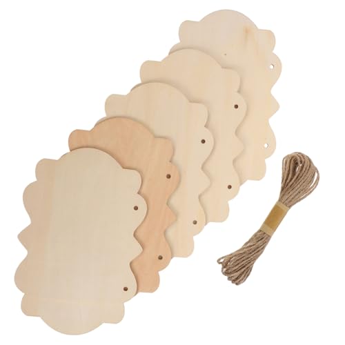 UTHCLO 5 Stück Große Unvollendete Holzschilder mit Juteschnur Blanke Hängende Holztafeln aus Basswood für Diy-bemalung Beschriftung Wand Türdeko Vielseitige Bastelplatten von UTHCLO