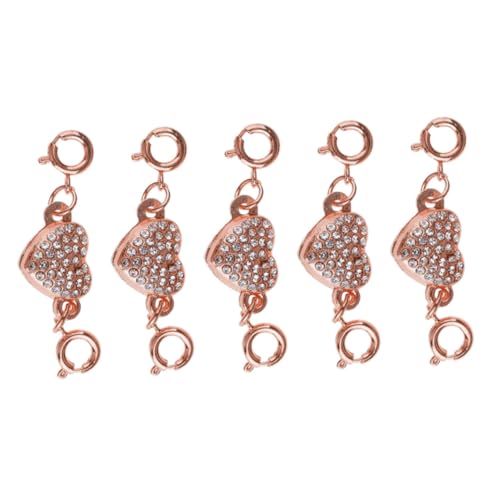UTHCLO 5 Stück Herzförmiger DIY Magnetverschluss Set mit Diamantbesatz Rostfrei Langlebig Leicht für Halsketten und Armbänder Schmuckherstellung Starker Magnetverschluss in Roségold von UTHCLO