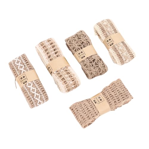 UTHCLO 5 Stück Juteband mit Spitze Langlebiges DIY Bastelband Vintage Dekoratives Geschenkband Vielseitig Zuschneidbar für Hochzeit Geschenkverpackung und Heimdekoration UTHCLO 5 Stück Juteband mit Spitze Langlebiges DIY Bastelband Vintage Dekoratives Geschenkband Vielseitig Zuschneidbar für Hochzeit Geschenkverpackung und Heimdekoration von UTHCLO