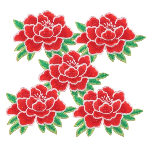 UTHCLO 5 Stück Teiliges Bestickte Blumen aufnäher Robuste Bügelflicken aus Dekorative Applikationen zum Aufbügeln für Kleidung Taschen Hüte DIY Reparatur und Verzierung von UTHCLO