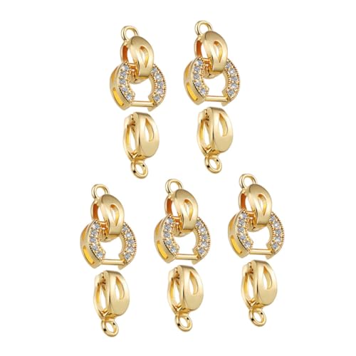 UTHCLO 5 Stück Teiliges DIY Schmuck Faltverschluss Gold mit Zirkonia Vielseitige Endkappen Verschlüsse für Armband Halskette Einfach zu Bedienen für Bastler und Geschenke von UTHCLO