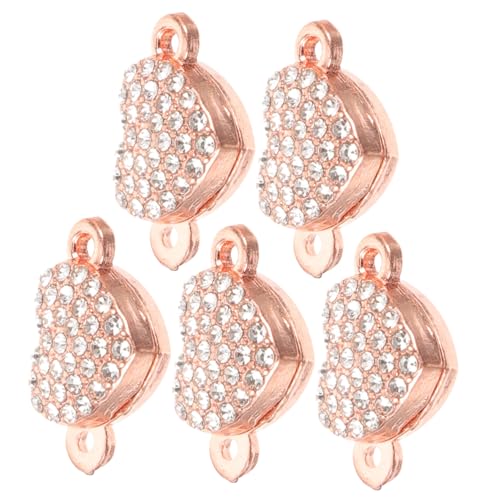 UTHCLO 5 Stück Teiliges Herz Magnetverschluss aus Metall Langlebige Schmuckverbinder in Roségold Geeignet für Armbänder und Halsketten Praktische DIY Verschlüsse für Schmuckherstellung von UTHCLO